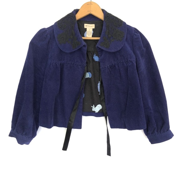 Anthropologie Elevenses Corduroy Lace Crop Jacket - Picture 2 of 7